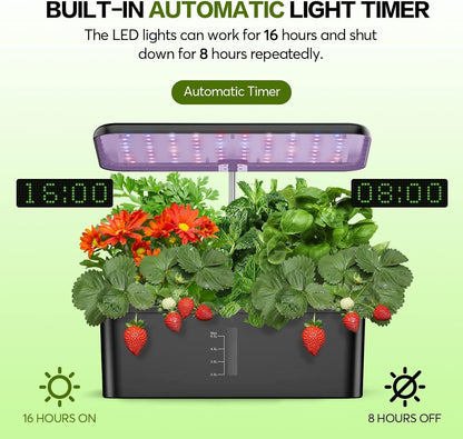 12 Pods Hydroponics Growing System, Indoor Garden with LED Grow Light