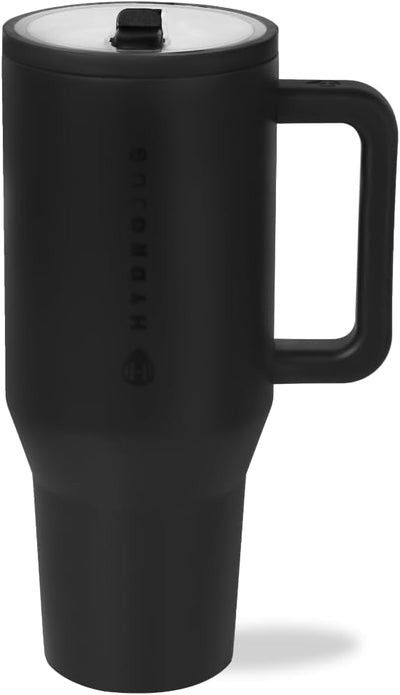40 oz Water Bottle with Handle & Flip Straw - Fits in Cup Holder, Leak Resistant Tumbler-Reusable Insulated Stainless Steel & Rubber Base - Eco Trade Company
