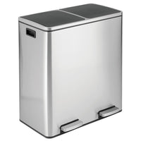 Large Dual Compartment Step Trash Can, Metal Steel 16 Gallon/60L - Eco Trade Company