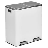 Large Dual Compartment Step Trash Can, Metal Steel 16 Gallon/60L - Eco Trade Company
