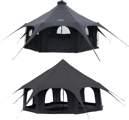 Cotton Canvas Tent Bell - Breathable and Windproof Family Camping Tents Glamping for 6/8/10 Person