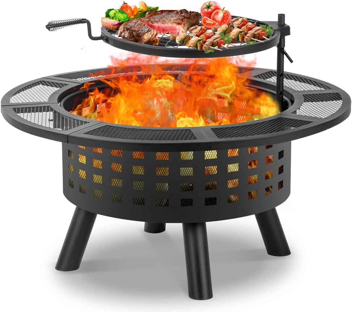 Amazon.com: LZXH Outdoor Fire Pit Garden fire Pit with BBQ