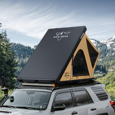 roof top tent aluminium Hard Shell Rooftop Tent: Slim Aluminum Design with LED Light & Mattres – Eco Trade Company