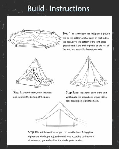 Cotton Canvas Tent Bell - Breathable and Windproof Family Camping Tents Glamping for 6/8/10 Person
