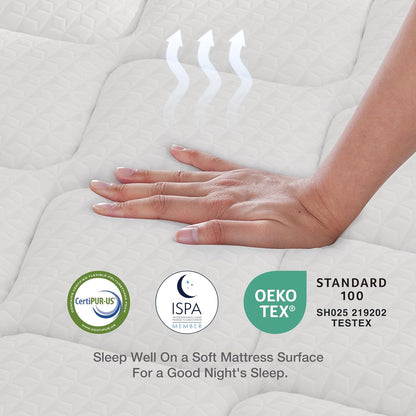 Eco-Friendly 10-Inch Full Hybrid Mattress in a Box, Pocket Innerspring Pillow Top for Motion Isolation, Pressure & Pain Relief, Medium-Firm Comfort