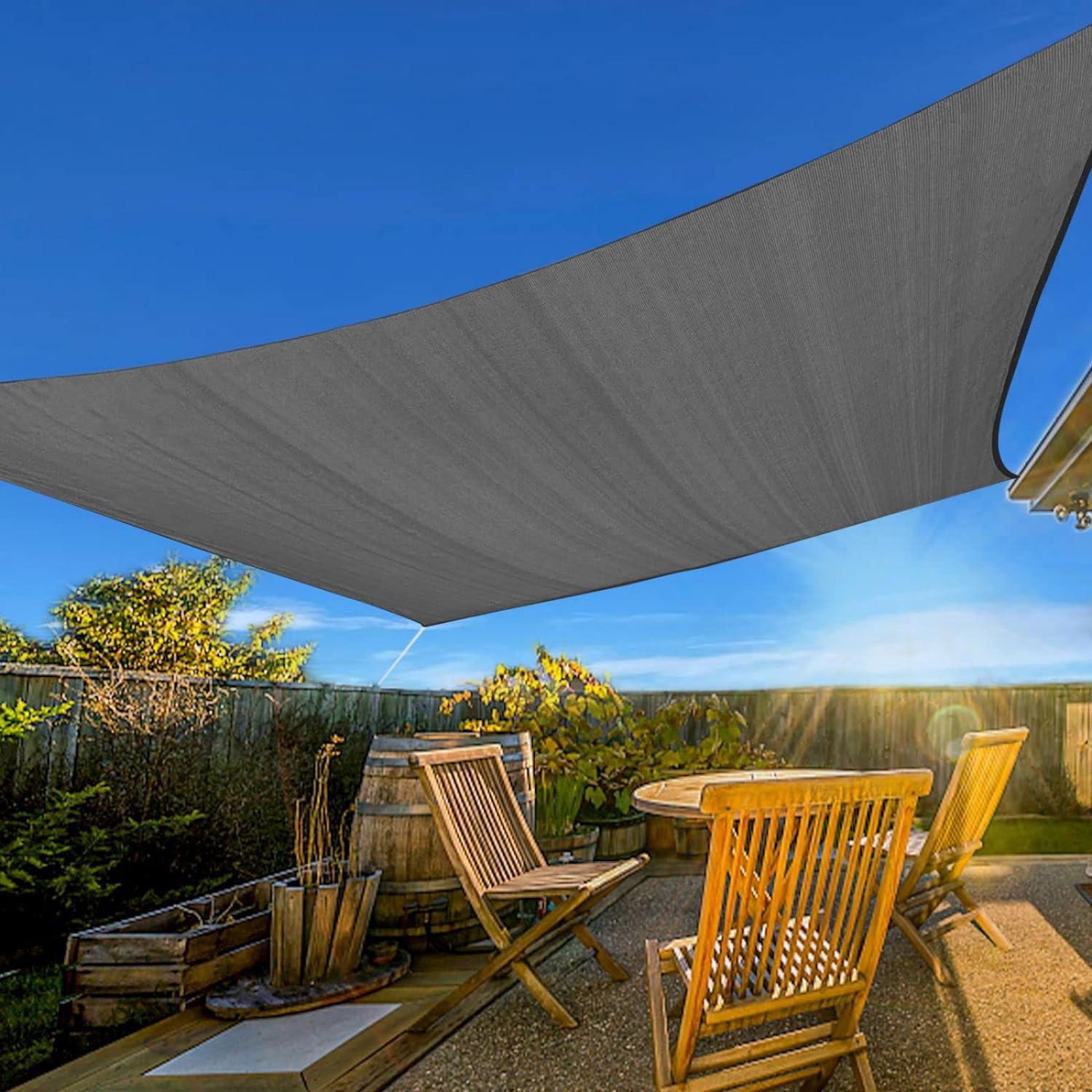 10' x 13' Sun Shade Sails Rectangle Canopy, Dark Grey UV Block Cover for Outdoor Patio Garden - Eco Trade Company