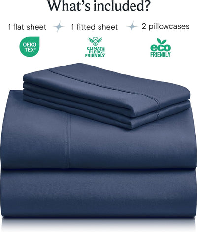 4 PC Sheet Set Bamboo Sheets Deep Pockets 18" Eco Friendly Wrinkle Free Sheets Machine Washable Queen - Eco Trade Company