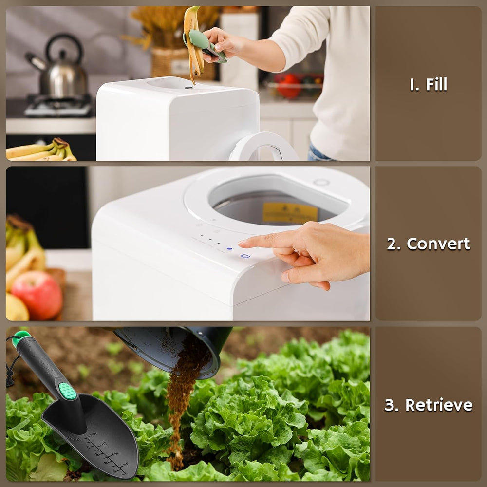 Composter Listrik Electric Kitchen Composter, 2.5L Capacity, Turn Food Waste and Scraps ...