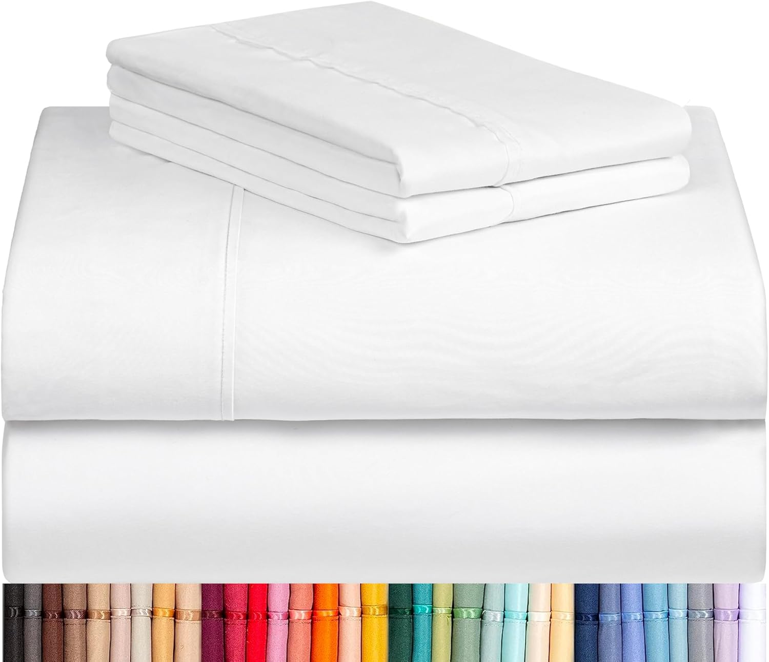 4 PC Sheet Set Bamboo Sheets Deep Pockets 18" Eco Friendly Wrinkle Free Sheets Machine Washable Hotel Bedding Silky Soft - White - Eco Trade Company