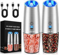 Electric Salt & Pepper Grinder Set, Adjustable Coarseness, LED, One-Hand Use, Stainless Steel 2-Pack - Eco Trade Company