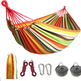 Double Hammock, 2 Person Cotton Canvas Hammock 450lbs with Carrying Bag Two Anti Roll Balance Beam Metal Carabiner Ropes and Tree Straps - Eco Trade Company