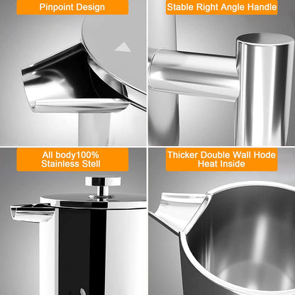 French Press Coffee Maker, Double Insulated 304 Stainless Steel Coffee Tea Maker 4 Level Filtration System, No Coffee Grounds, Rust-Free, Dishwasher Safe - Eco Trade Company