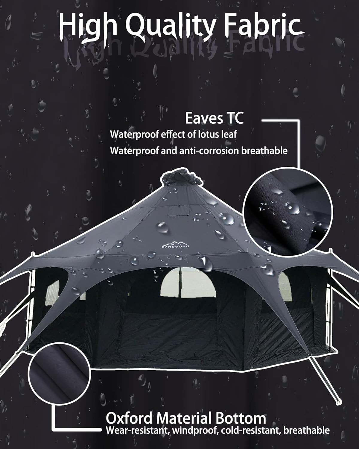 Cotton Canvas Tent Bell - Breathable and Windproof Family Camping Tents Glamping for 6/8/10 Person