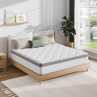 Eco-Friendly 10-Inch Full Hybrid Mattress in a Box, Pocket Innerspring Pillow Top for Motion Isolation, Pressure & Pain Relief, Medium-Firm Comfort - Eco Trade Company