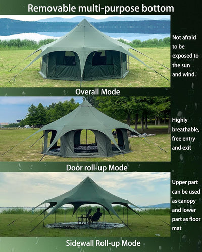 Cotton Canvas Tent Bell - Breathable and Windproof Family Camping Tents Glamping for 6/8/10 Person - Eco Trade Company