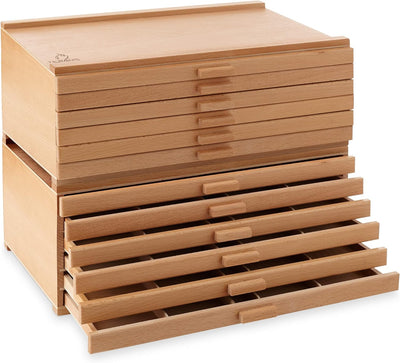 Wooden Drawer, Artist Storage Supply Box for Pastels, Pencils, Pens, Markers, Brushes and Tools - Eco Trade Company