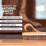 Shoe and Boot Brush Kit 4 Pcs - Genuine Soft Horsehair Brush Bristles and Microfiber Cloth - Eco Trade Company