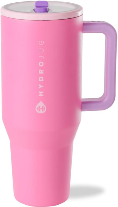 40 oz Water Bottle with Handle & Flip Straw - Fits in Cup Holder, Leak Resistant Tumbler-Reusable Insulated Stainless Steel & Rubber Base - Eco Trade Company
