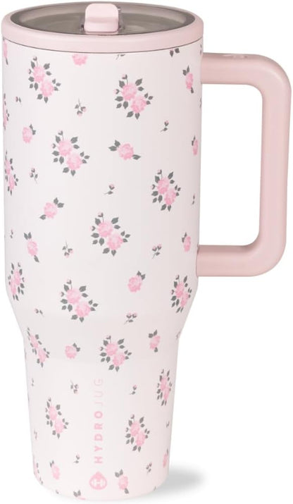 40 oz Water Bottle with Handle & Flip Straw - Fits in Cup Holder, Leak Resistant Tumbler-Reusable Insulated Stainless Steel & Rubber Base - Eco Trade Company