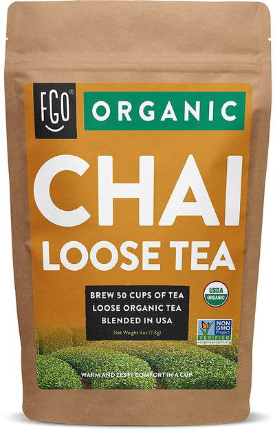 Organic Chai Loose Leaf Tea, Blended in USA, Resealable Kraft Bag - Eco Trade Company