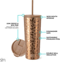 Insulated Tumbler Cup with Flip Lid and Straw Lid, Reusable Stainless Steel Water Bottle Iced Coffee Travel Mug,16oz 470ml - Eco Trade Company