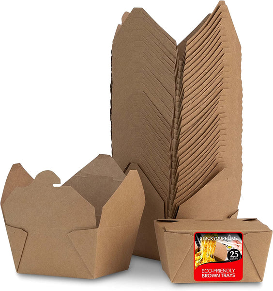 Microwaveable Kraft Brown Take Out Boxes Leak and Grease Resistant Food Containers - Recyclable to Go Containers for Restaurants - Eco Trade Company