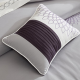 14 Piece Bed-in-a-Bag Set, Plum & Grey, Floral Embroidered Bedding Set - Eco Trade Company