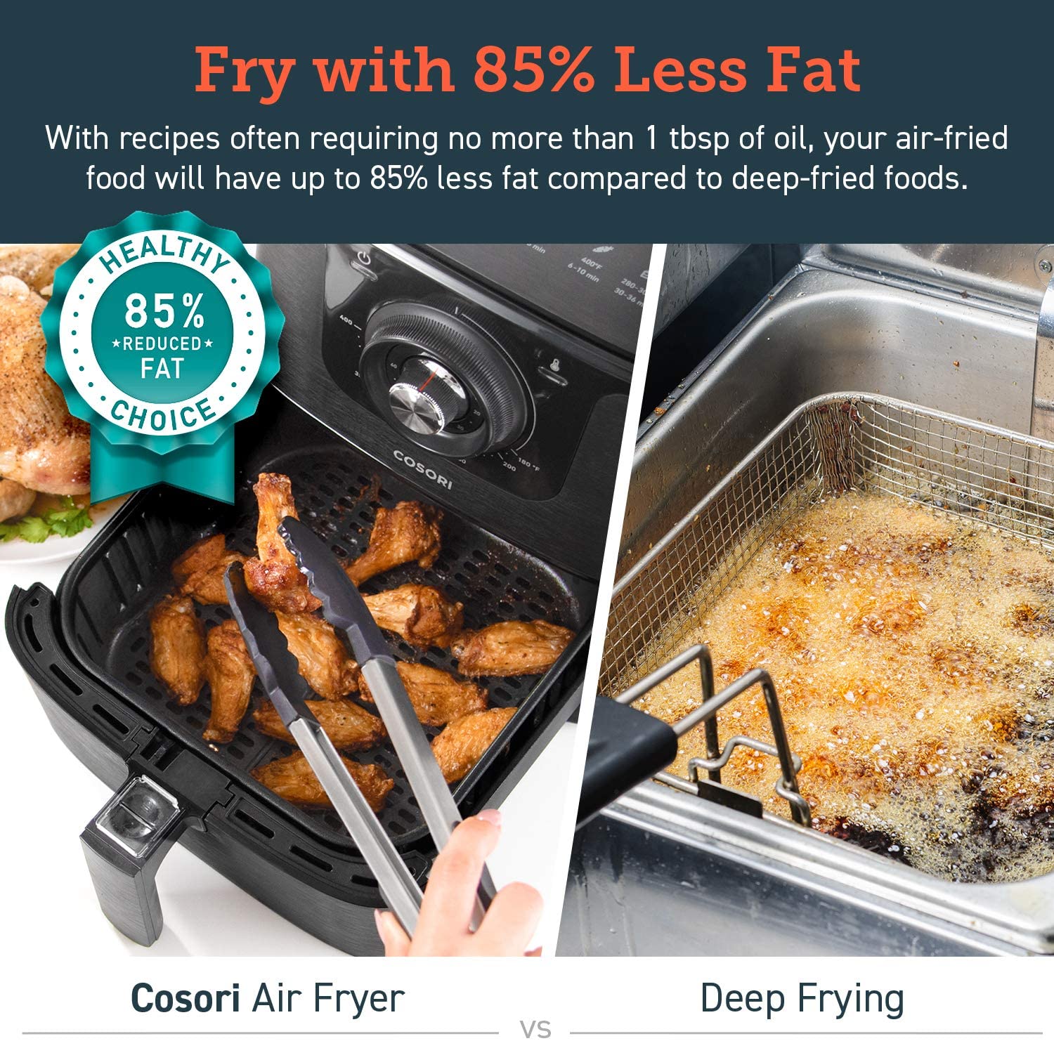 Air Fryer Large Hot Electric Oven Oilless Cooker Deluxe Temperature Knob Control, Nonstick, ETL Listed Basket, 3.7 QT-Mechanical - Eco Trade Company