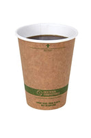 100% Biodegradable, 100% Compostable Paper PLA-Lined 12 Ounce Kraft Coffee Hot Cup and Lid Combo, 50 Pack - Eco Trade Company