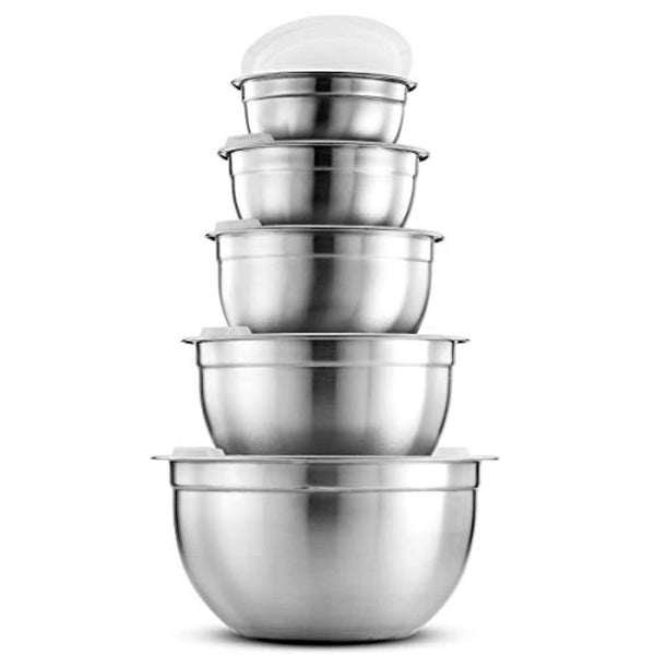 FineDine Stainless Steel Mixing Bowls (Set of 6) - Easy to Clean, Nesting Bowls for Space Saving Storage, Great for Cooking, Baking, Prepping