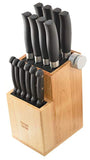 Bamboo Universal Knife Block - Knife Holder with 2 Built-In Knife Sharpeners - 2-Tiered Modern Knife Storage Up to 16 Large and Small Knives - Eco Trade Company