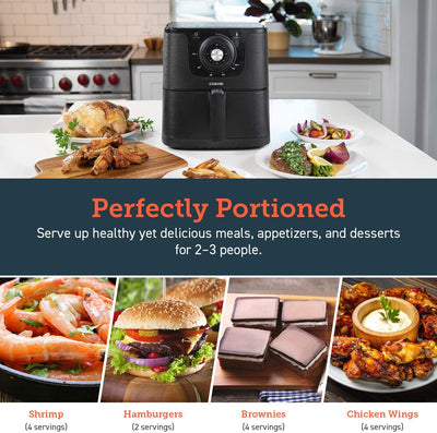 Air Fryer Large Hot Electric Oven Oilless Cooker Deluxe Temperature Knob Control, Nonstick, ETL Listed Basket, 3.7 QT-Mechanical - Eco Trade Company