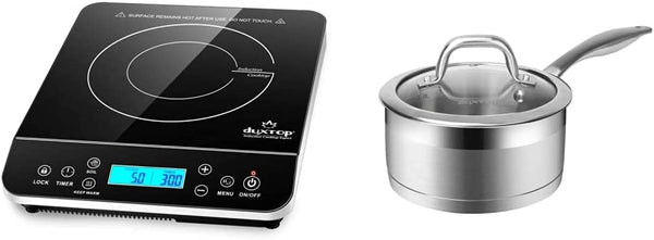 Premium Photo  Salt is added to boiling water pot on electric induction hob