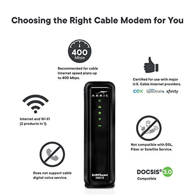3.0 Cable Modem & AC1600 Dual Band Wi-Fi Router, Approved for Cox, Spectrum, Xfinity - Eco Trade Company