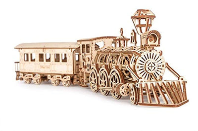 Wood Trick Wooden Toy Train Set with Railway - 34x7″ - Locomotive Train Toy Mechanical Model Kit - 3D Wooden Puzzle - Eco Trade Company