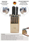 Bamboo Universal Knife Block - Knife Holder with 2 Built-In Knife Sharpeners - 2-Tiered Modern Knife Storage Up to 16 Large and Small Knives - Eco Trade Company