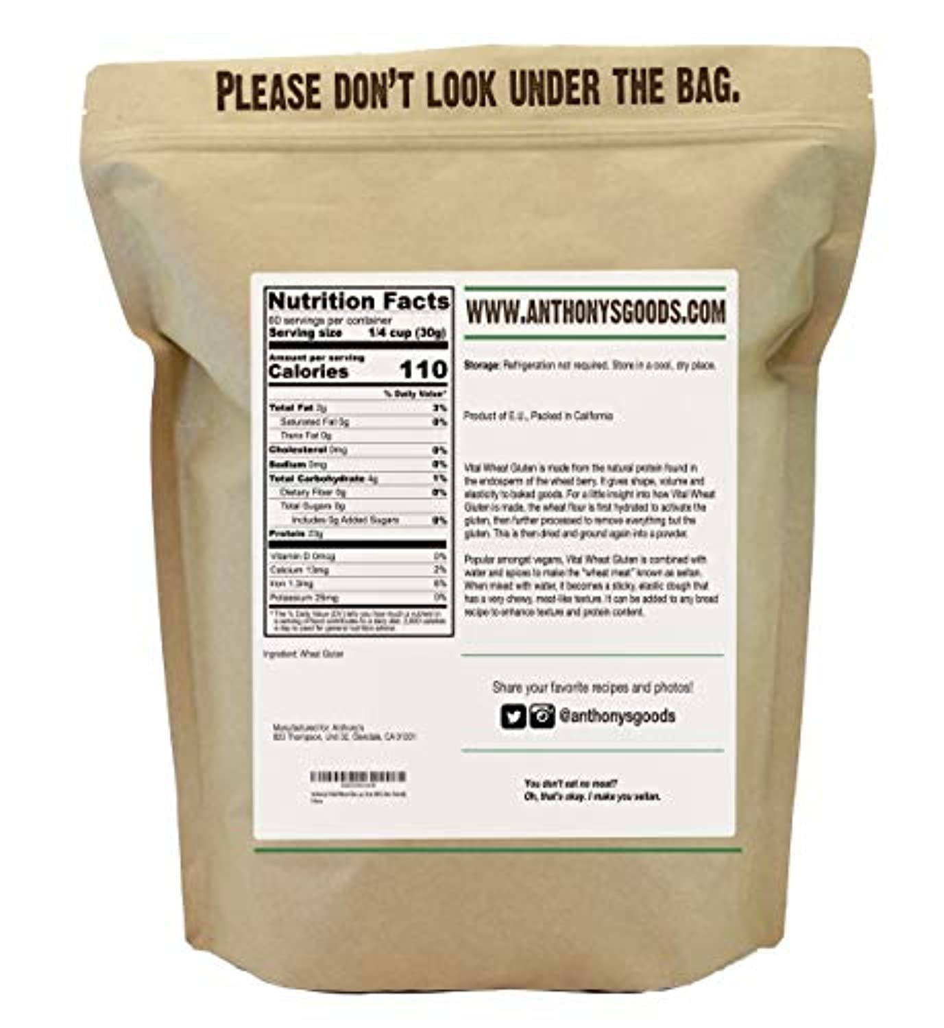 Anthony's Vital Wheat Gluten, 4lbs, High in Protein, Vegan, Non GMO, Keto Friendly, Low Carb - Eco Trade Company