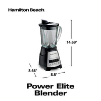  Hamilton Beach Power Elite Wave Action blender-for Shakes &  Smoothies, Puree, Crush Ice, 40 Oz Glass Jar, 12 Functions, Stainless Steel  Ice Sabre-Blades, Black (58148A): Electric Countertop Blenders: Home &  Kitchen