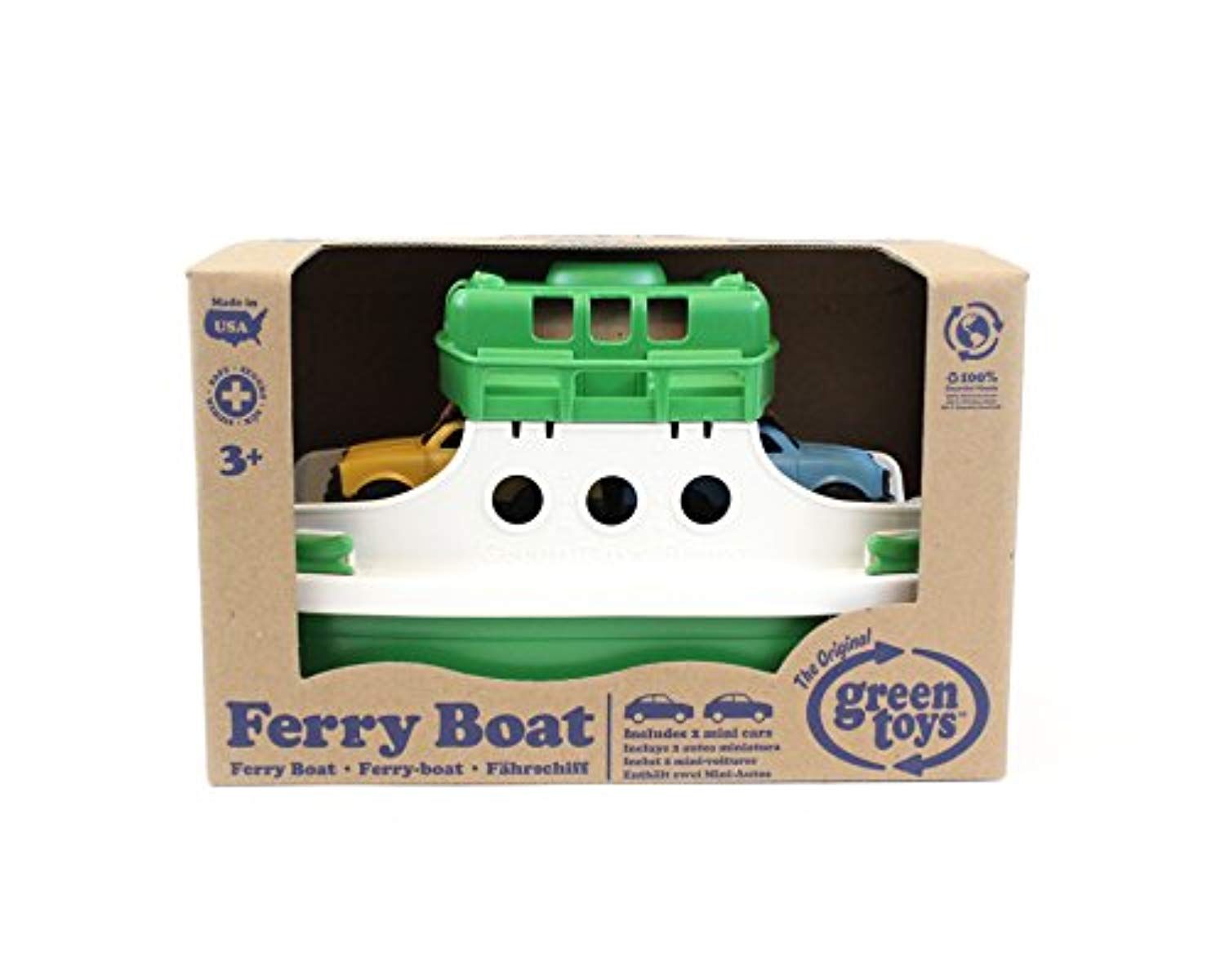 Ferry Boat Bathtub Toy, Green/White, 10"X 6.6"x 6.3" Made from 100% Recycled Plastic, No BPA, Phthalates, PVC, or External Coatings - Eco Trade Company