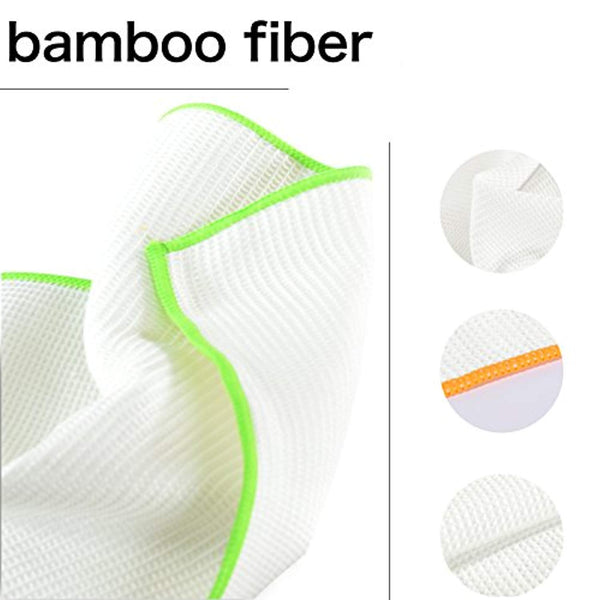 12-24 Pack Dish Cloth Bamboo Fiber Washing Towel Kitchen Cleaning