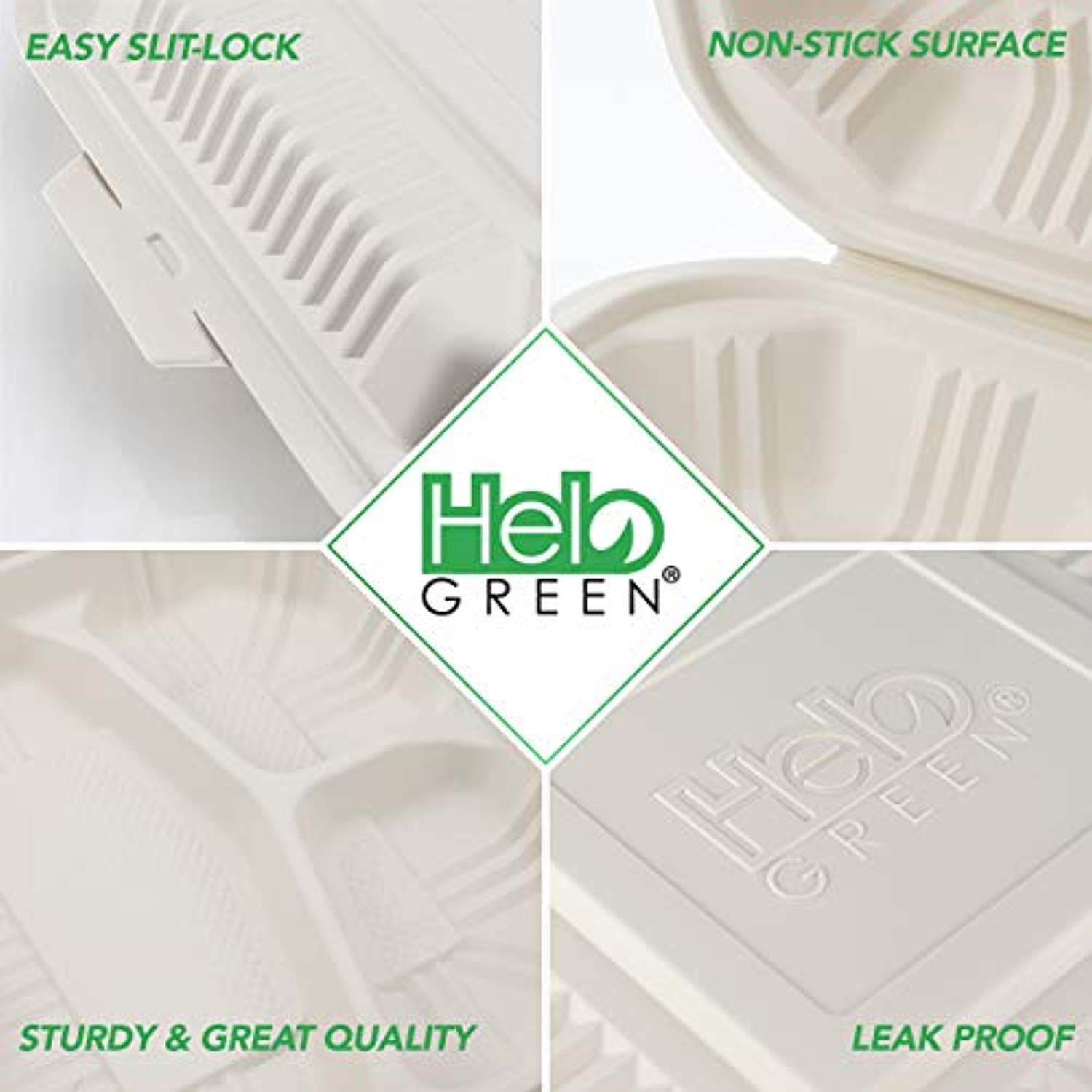 Eco Friendly to Go Containers - Non Soggy, Leak Proof, Disposable to Go Boxes Made from Cornstarch - Eco Trade Company