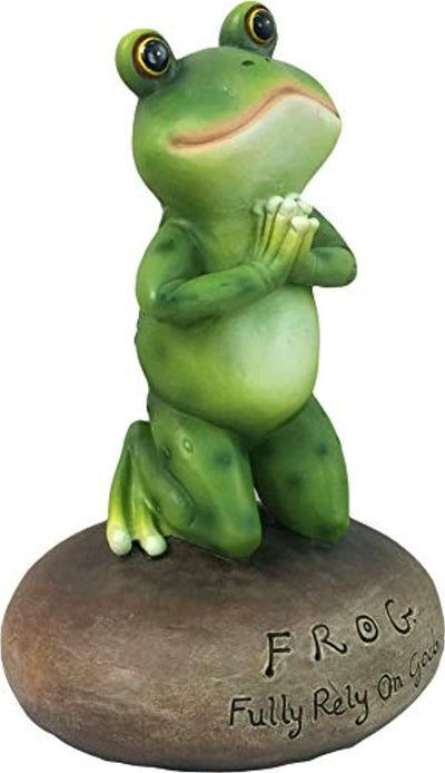 Blessed Assurance - Inspirational Cute Praying Frog On Rock Statue - Eco Trade Company
