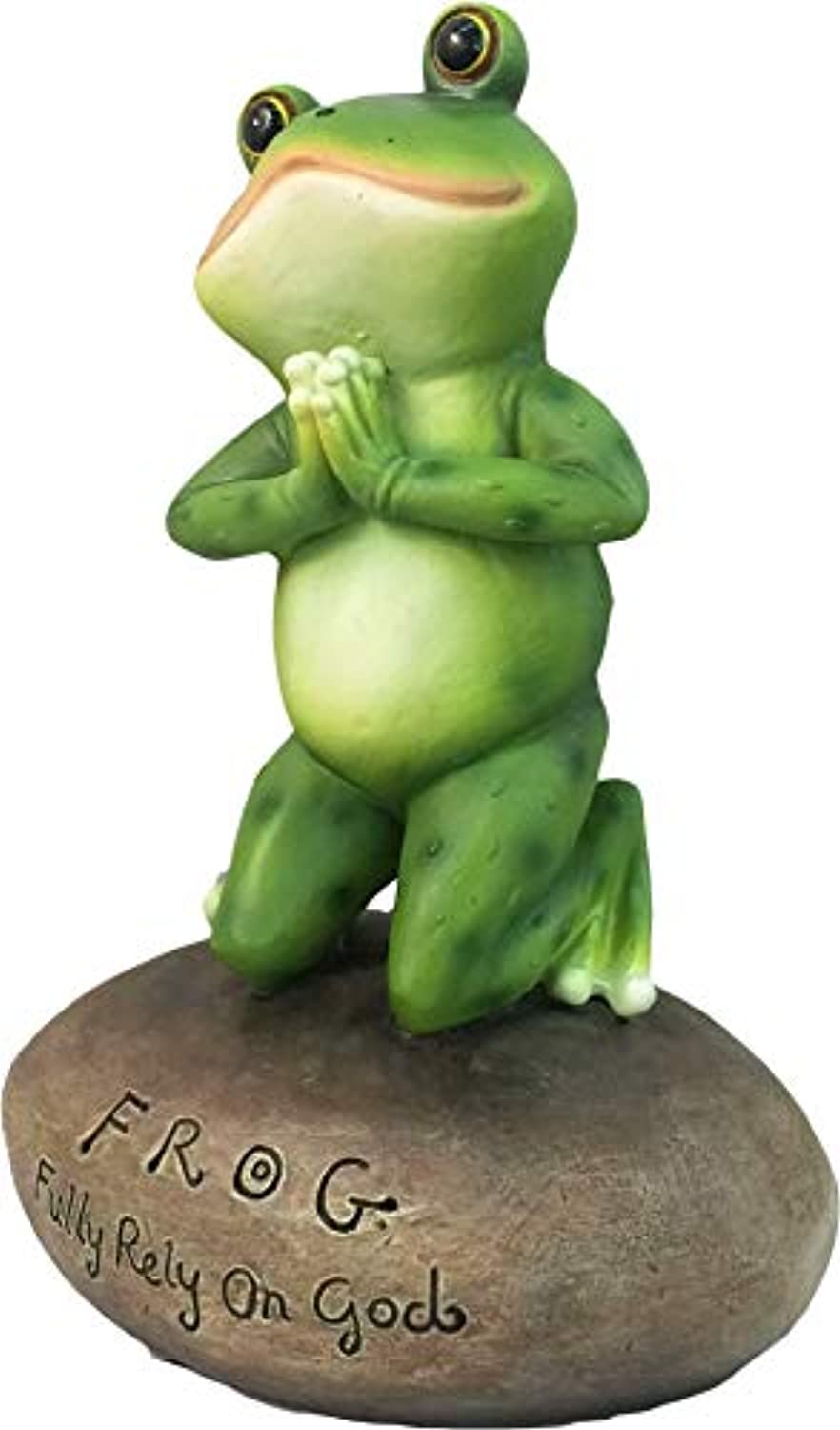 Blessed Assurance - Inspirational Cute Praying Frog On Rock Statue - Eco Trade Company