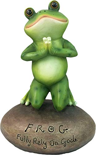 Blessed Assurance - Inspirational Cute Praying Frog On Rock Statue - Eco Trade Company