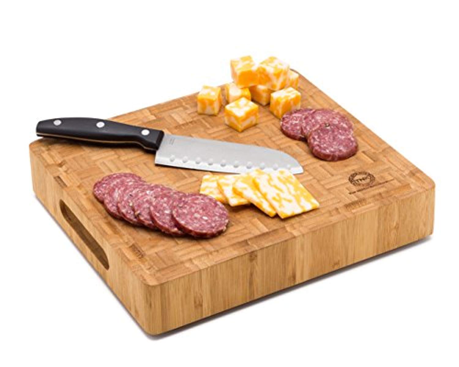 Small End Grain Bamboo Cutting Board, Antibacterial Butcher Block, Non-Slip - Eco Trade Company