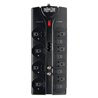 12 Outlet Surge Protector Power Strip, 8ft Cord, Right-Angle Plug, Tel/Modem/Coax Protection - Eco Trade Company