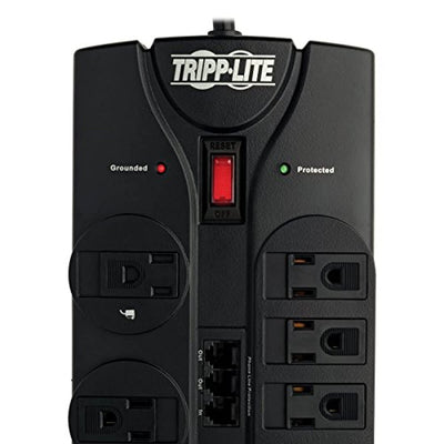12 Outlet Surge Protector Power Strip, 8ft Cord, Right-Angle Plug, Tel/Modem/Coax Protection - Eco Trade Company