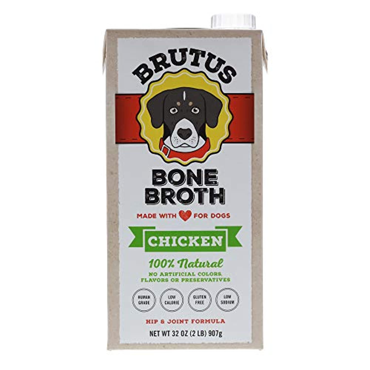 Brutus Bone Broth for Dogs, Natural, Glucosamine & Chondroitin for Healthy Joint, Hydrating Dog Food Topper for All Ages, Made in USA - Eco Trade Company