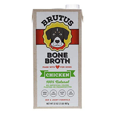 Brutus Bone Broth for Dogs, Natural, Glucosamine & Chondroitin for Healthy Joint, Hydrating Dog Food Topper for All Ages, Made in USA - Eco Trade Company