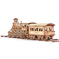 Wood Trick Wooden Toy Train Set with Railway - 34x7″ - Locomotive Train Toy Mechanical Model Kit - 3D Wooden Puzzle - Eco Trade Company
